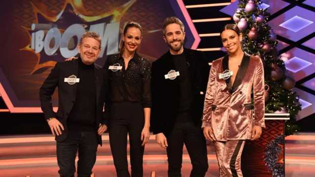 Pedroche, Eva González, Chicote y Roberto Leal en el especial de ¡Boom!. (Foto: Antena 3)